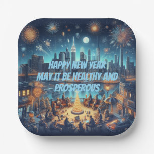New Year's Eve in New York City Paper Plate