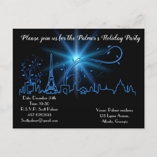 New Year's eve in Paris           Invitation Postcard