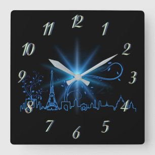 New Year's eve in Paris Square Wall Clock