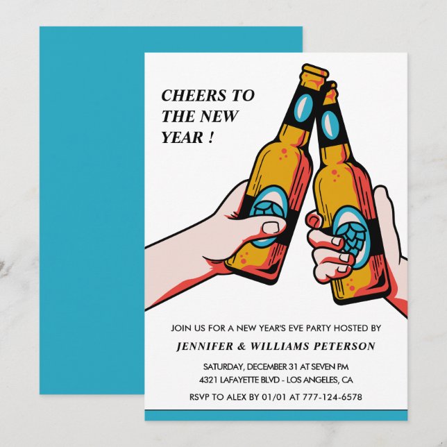 New year's eve invitation Beer Merry (Front/Back)
