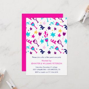 New year's eve invitation Cocktail Drinks Pink