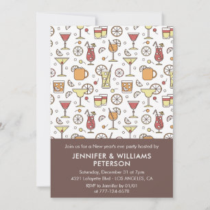 New year's eve invitation Cocktail Pattern 