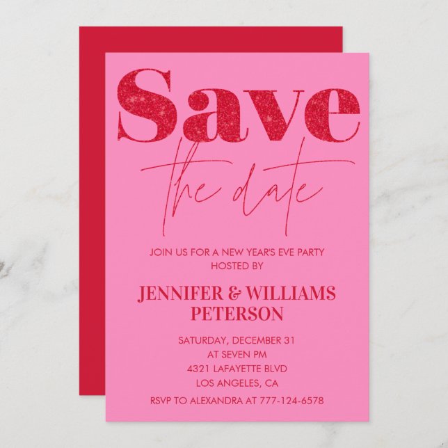 New year's eve invitation Save the date (Front/Back)