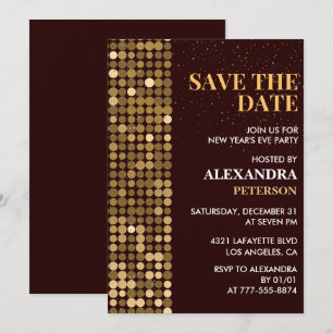 New year's eve invitation Save the date Gold
