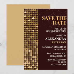 New year's eve invitation Save the date Gold