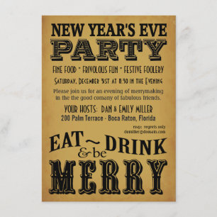 New Years Eve Invitations Vintage Lettering