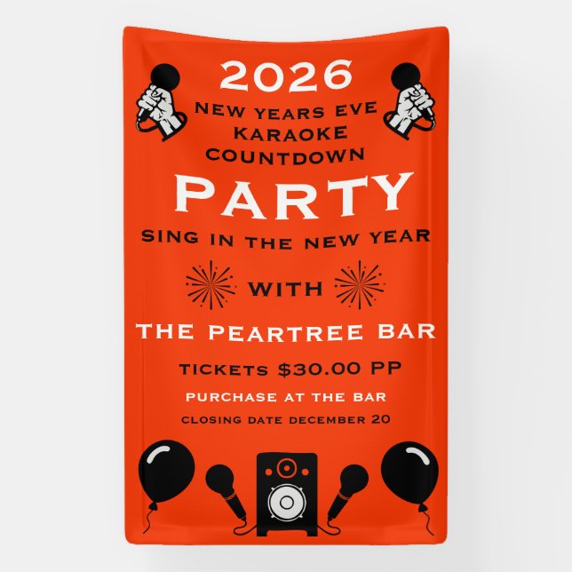 New Years Eve Karaoke Countdown Banner (Vertical)