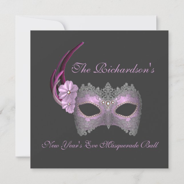 "New Year's Eve Masquerade Ball" - Lilac Mask [1] Invitation (Front)