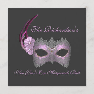 "New Year's Eve Masquerade Ball" - Lilac Mask [1] Invitation