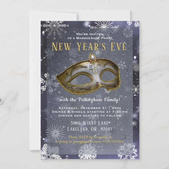 New Year's Eve Masquerade Party Invite (Front)