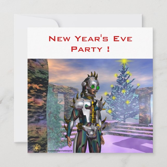 NEW YEAR'S EVE OF A CYBORG HOLIDAY CARD (Front)