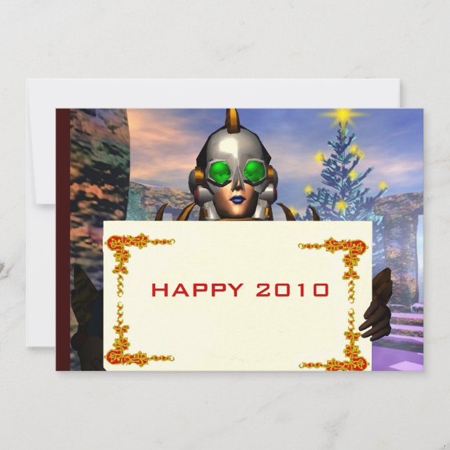 NEW YEAR'S EVE OF A CYBORG HOLIDAY CARD (Front)