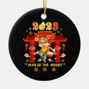 New Year's Eve Of The Rabbit Chinese Happy  Ceramic Ornament