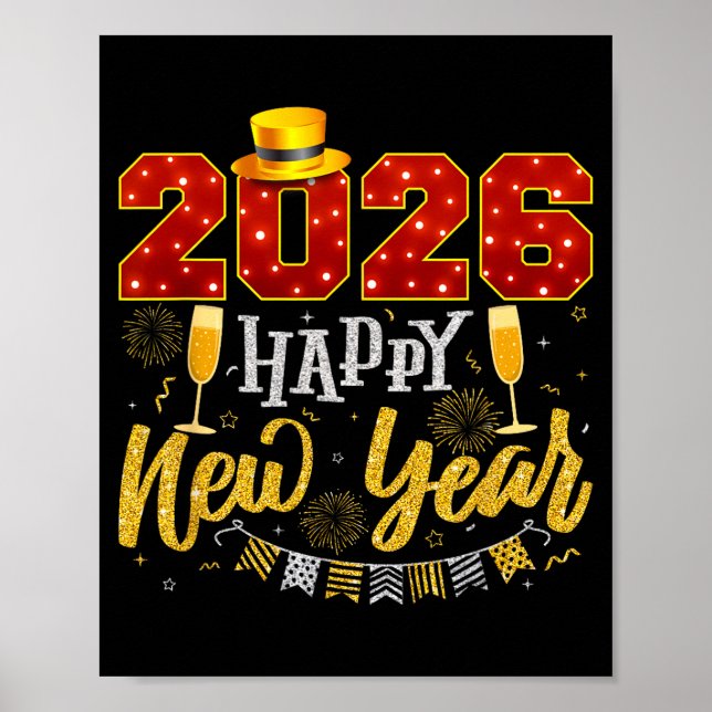 New Years Eve Party 2026 Fireworks Happy New Year  Poster (Front)