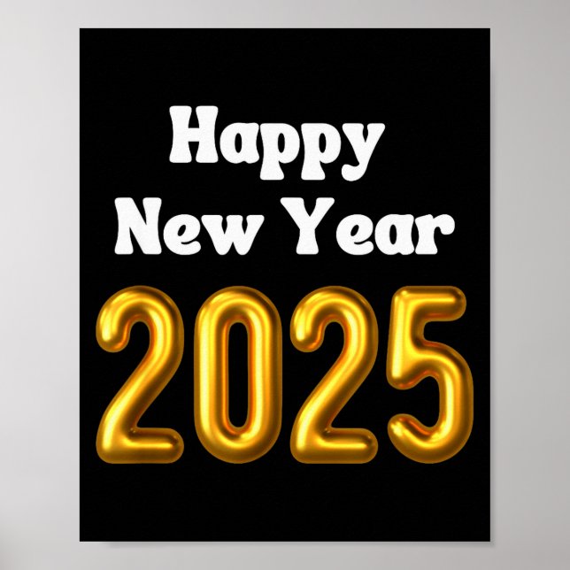 New Years Eve Party Balloons Gold Celebrate Nye  Poster (Front)