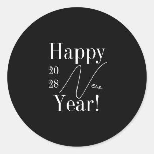 New Year's Eve Party Black and White Classic Round Sticker
