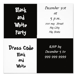 New Years Eve Party Black and White Party Invitation