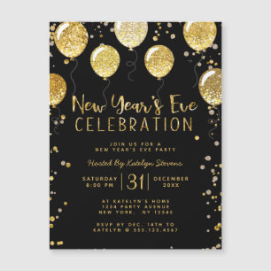 New Year's Eve Party Black & Gold Balloon Confetti