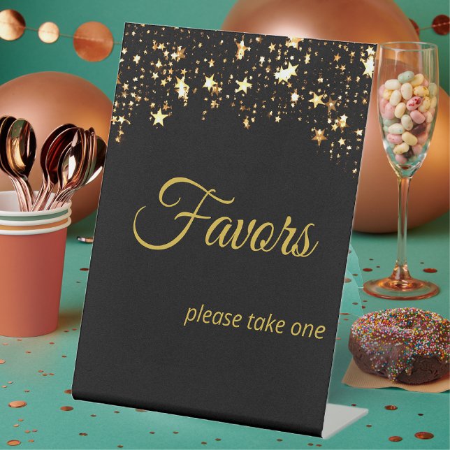 New Year's Eve Party Black & Gold Favours Pedestal Sign (Creator Uploaded)