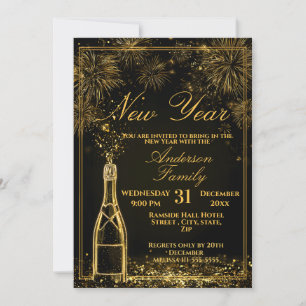 New Years Eve Party Bubbly Celebration Invitation