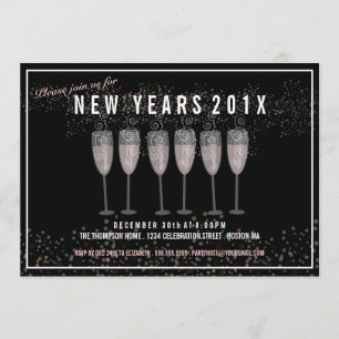 New Years Eve Party Champagne Celebration Invite