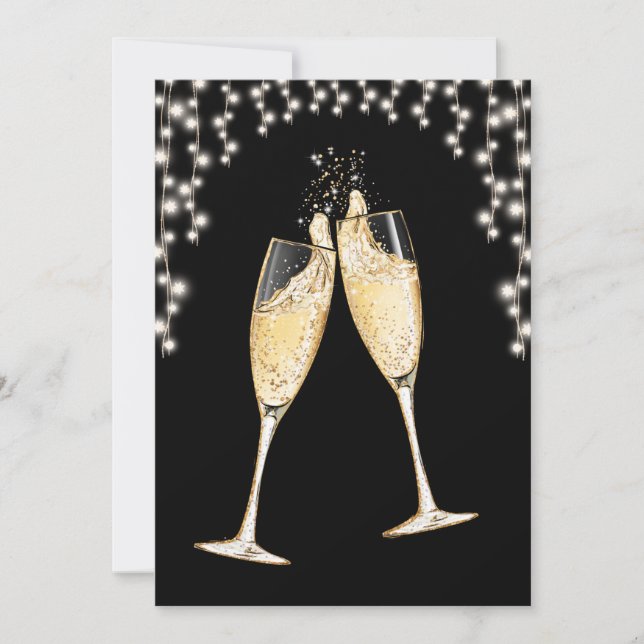 New Year's Eve Party Champagne String Lights Invitation (Front)