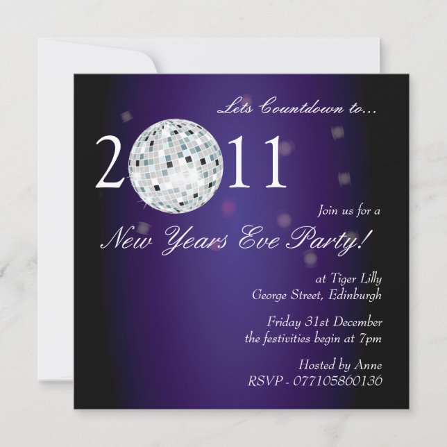 New Years Eve Party Disco Ball Invitation (Front)