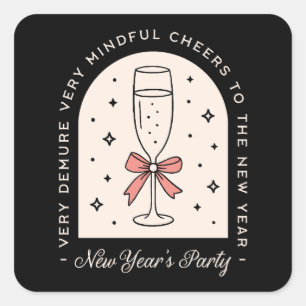 New years eve party fancy champagne with ribbon square sticker