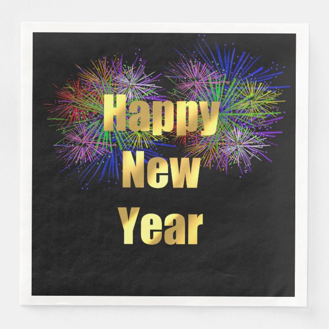 New Year's Eve Party Fireworks Napkin (Front)