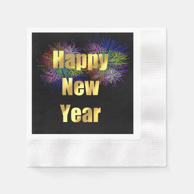 New Year's Eve Party Fireworks Napkin (Front)