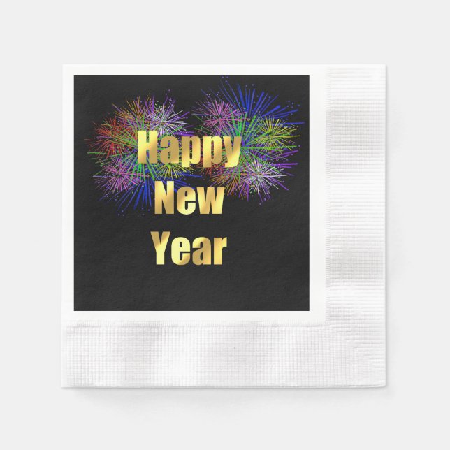 New Year's Eve Party Fireworks Napkin (Front)