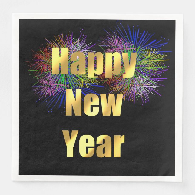 New Year's Eve Party Fireworks Napkin (Front)