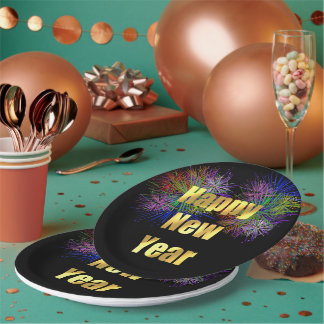 New Year's Eve Party Fireworks Paper Plate