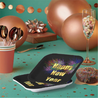 New Year's Eve Party Fireworks Paper Plate