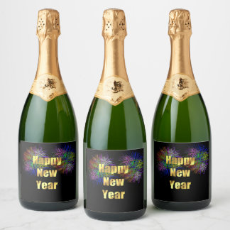 New Year's Eve Party Fireworks Sparkling Wine Label