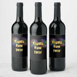 New Year's Eve Party Fireworks Wine Label