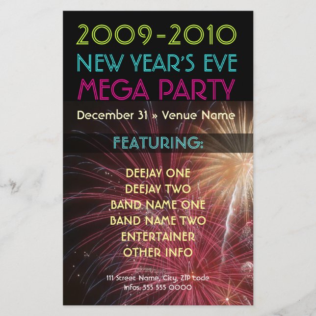 New Year's Eve Party flyer (Front)