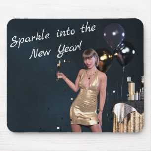 New Years Eve Party Girl in Sequined Dress Mouse Pad