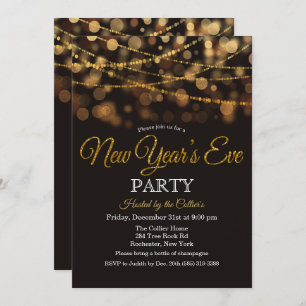 New Year's Eve Party Glitter Lights Invitation