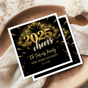 New Year's Eve Party Gold & Black Napkin
