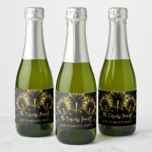 New Year's Eve Party Gold & Black Sparkling Wine Label