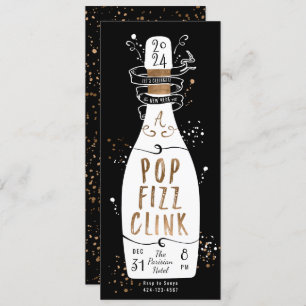 New Year's Eve Party Gold Champagne Pop Fizz Clink Invitation