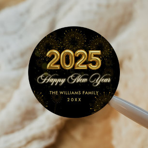 New Year's Eve Party Gold Glitter Classic Round Sticker