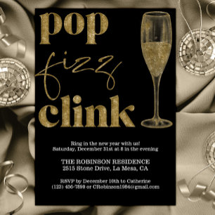 New Year's Eve Party Gold Sparkle Cheers Invitation