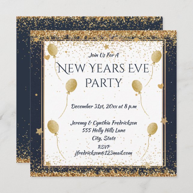 New Years Eve Party, Golden Balloons (Front/Back)