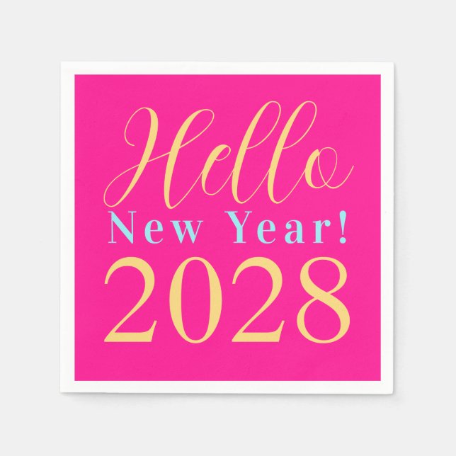 New Year's Eve Party Hot Pink Napkin (Front)