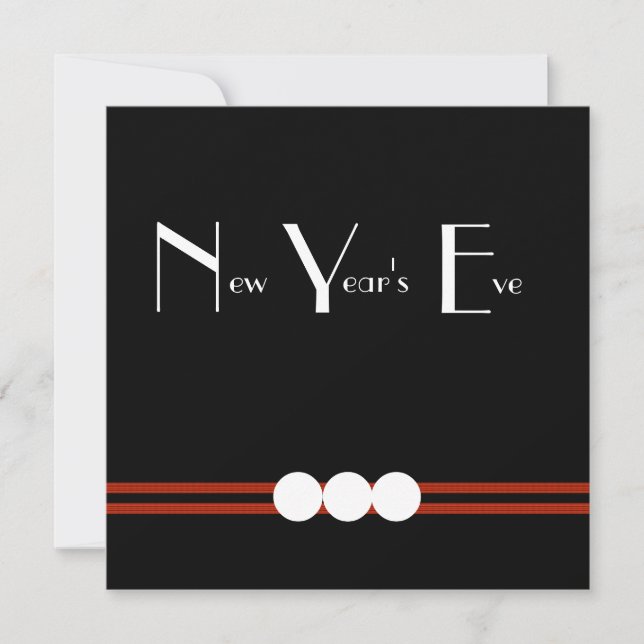 New Years Eve Party in Black and White Custom Invitation (Front)