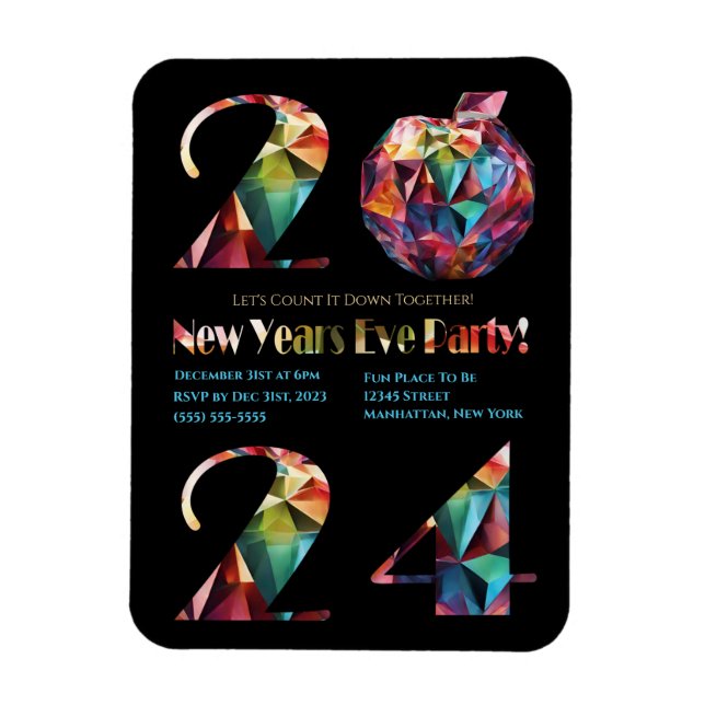 New Year's Eve Party Invitation-Colourful- Magnet (Vertical)