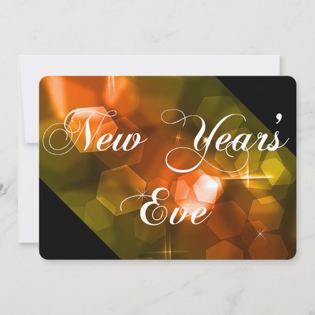 New Year's Eve Party Invitation Orange Bokeh 1 (Front)