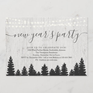 New Year's Eve Party Invitation Rustic Winter